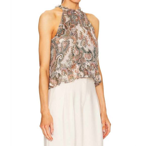 NEW VERONICA BEARD renee top in barely orchid multi - Picture 2 of 3